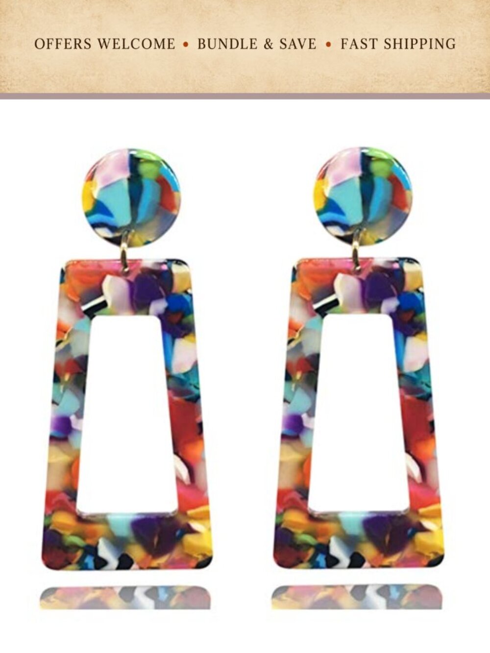 Acrylic Resin Statement Dangle Drop Earrings for Women Lightweight